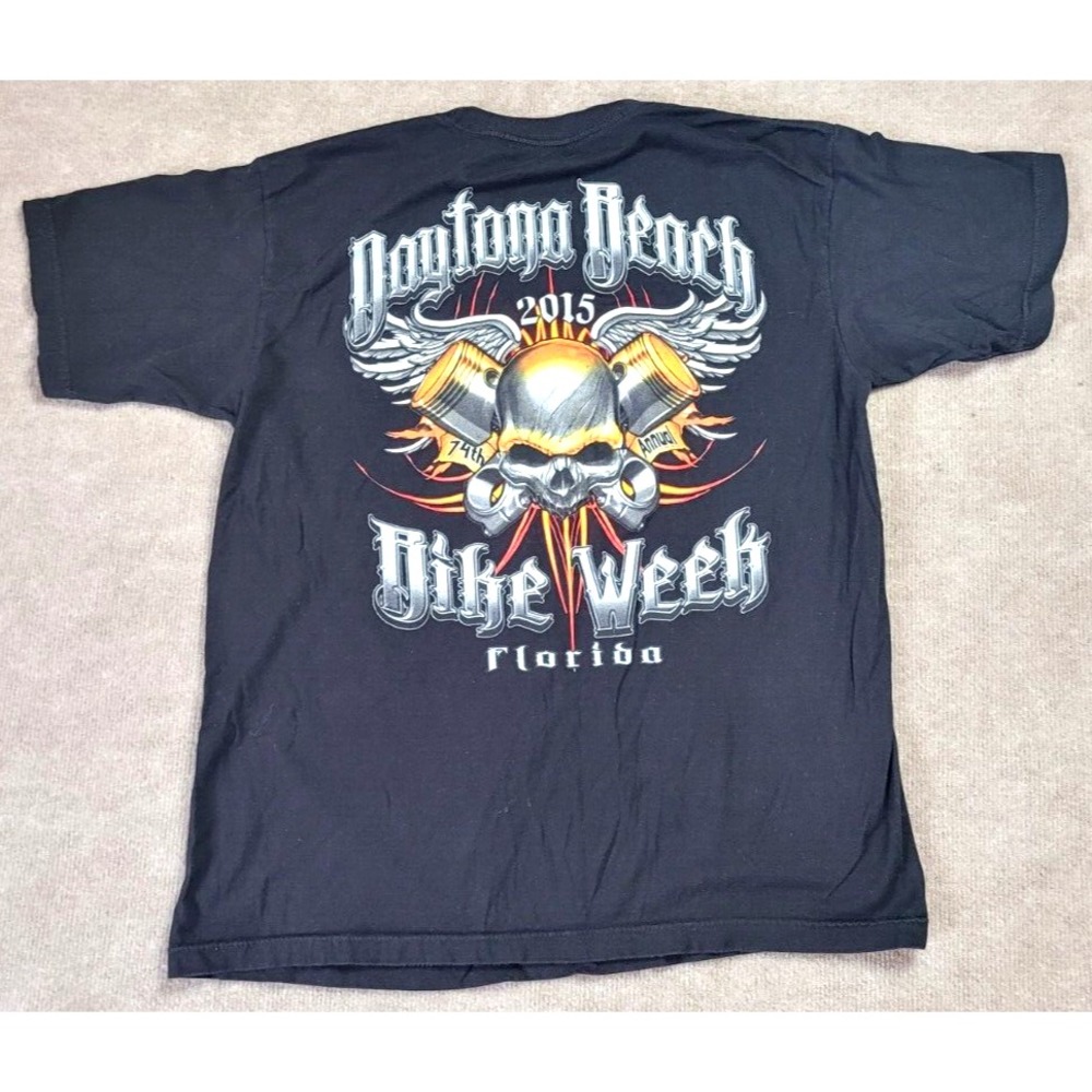 DAYTONA BEACH BIKE WEEK SHIRT FLORIDA LARGE SKULL BIKER 2015 SHORT SLEEVE MEN